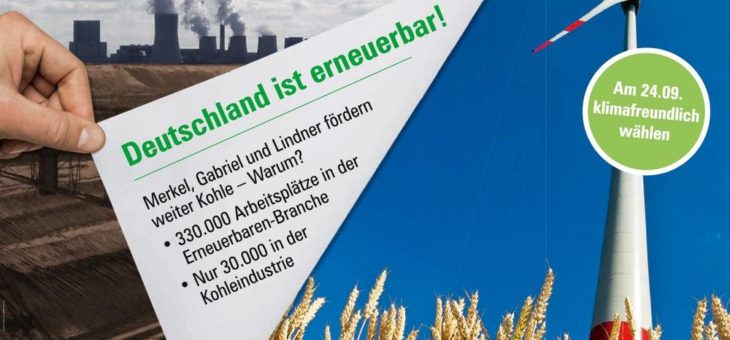 WestfalenWIND  zum Bundestagswahlkampf – Unternehmen startet in PB eigene Plakataktion „Deutschland ist erneuerbar“