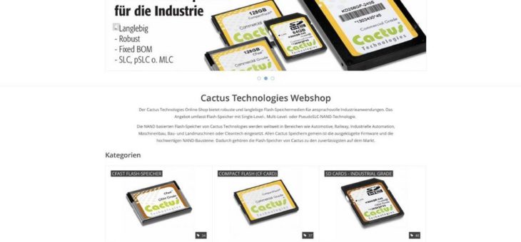 Webshop für industrielle Flash-Speicher