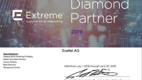 SCALTEL AG erneut zertifizierter Diamond-Partner der Extreme Networks