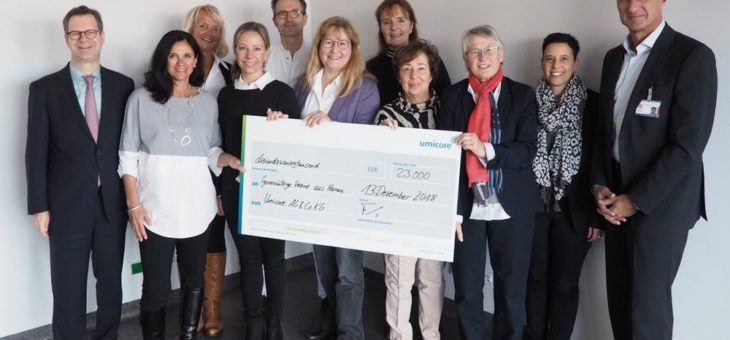 Umicore spendet 23.000 Euro an gemeinnützige Vereine in Hanau