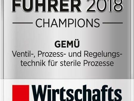 GEMÜ zum dritten Mal in Folge als „Weltmarktführer 2018“ ausgezeichnet