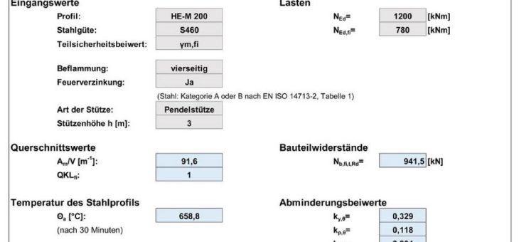 R30-Bemessung – Kostenlose Tools und Software zum Brandschutz durch Feuerverzinken