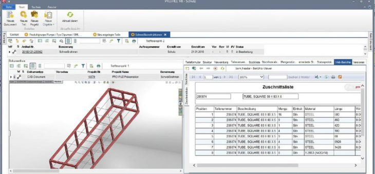 Turbo für die Schweißkonstruktion durch Kopplung von PRO.FILE mit SolidWorks