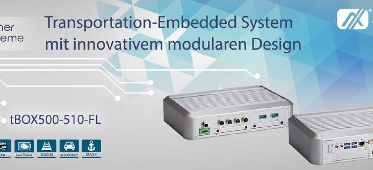 AXIOMTEKs Modularer Transport Embedded-PC mit E-Zeichen, ISO 7637-2, EN 50155, EN 50121, DNV 2.4, EN 45545-2 und IEC 60945