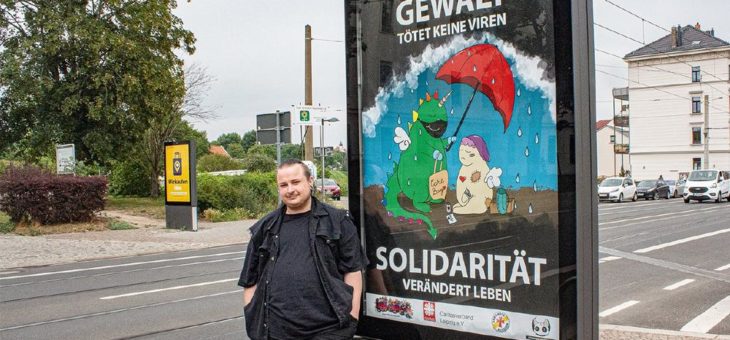 Solidarität verändert Leben – Umschüler plakatiert Leipzig