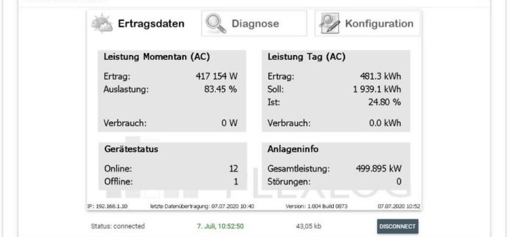 Direkter Zugriff auf den Datenlogger: PLEXLOG erweitert sein Monitoringportal für Solaranlagen