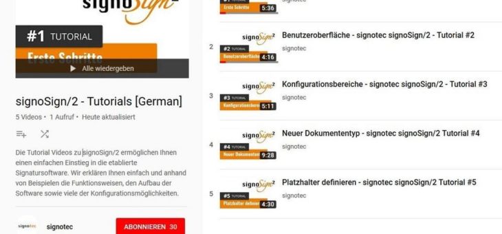 Neue signoSign/2-Tutorials sind online!