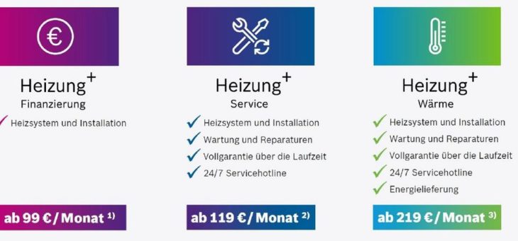 Heizung einfach mieten oder finanzieren mit Bosch