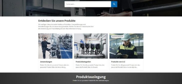 Neue Grundfos Website mit schneller, einfacher Nutzung