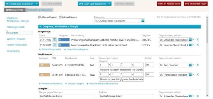 Notfalldatenmanagement ab sofort verfügbar