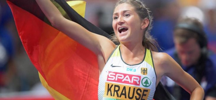 Gesa Felicitas Krause über die Mittelstrecke beim INDOOR MEETING Karlsruhe am Start