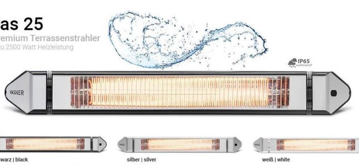 Die Innovation für Terrassen: Carbon Heizstrahler Teras 25 mit 2500 Watt, IP65 und Fernbedienung