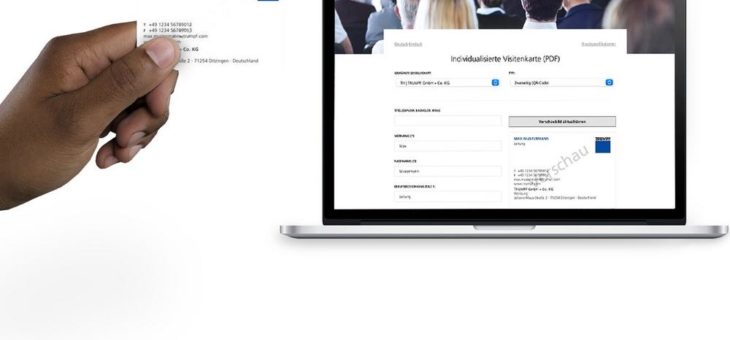 Visitenkarten auf Knopfdruck für TRUMPF: Online-Tool samt Länder- und Sprachversionen