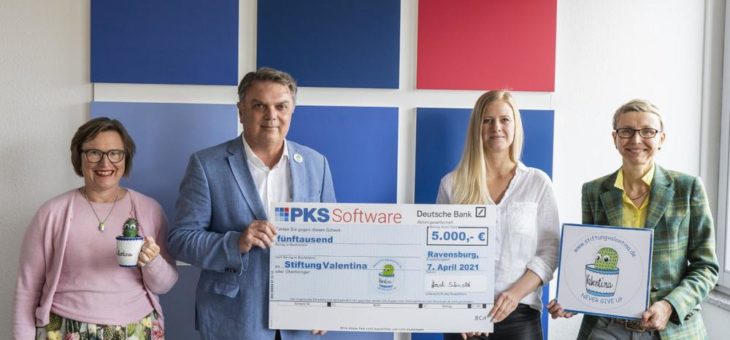 Die PKS Software GmbH aus Ravensburg spendet zu ihrem 30-jährigen Firmenjubilä-um 5.000 Euro an die Stiftung Valentina!