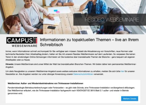 Resideo Campus: Zusätzliche WebSeminare im Mai und Juni