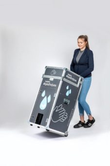 „happy disinfection“ von M.A. Systems: Neue mobile Hygienestation für flexibles Händereinigen