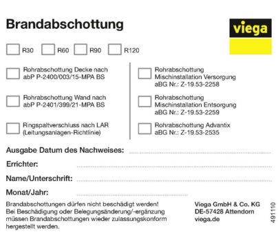 Viega bietet Unterstützung bei Umsetzung: Jetzt Kennzeichnungspflicht für alle klassifizierten Rohrabschottungen