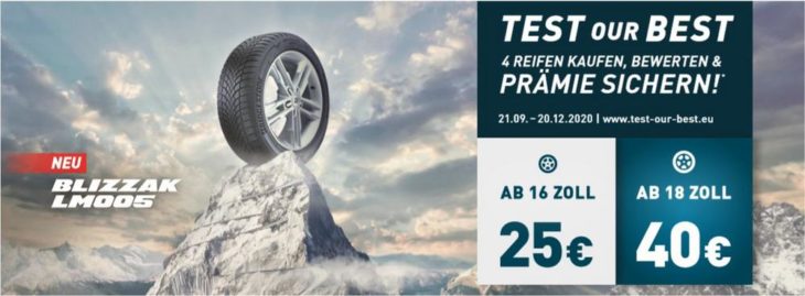 Bridgestone startet Winter-Prämienaktion „TEST OUR BEST“