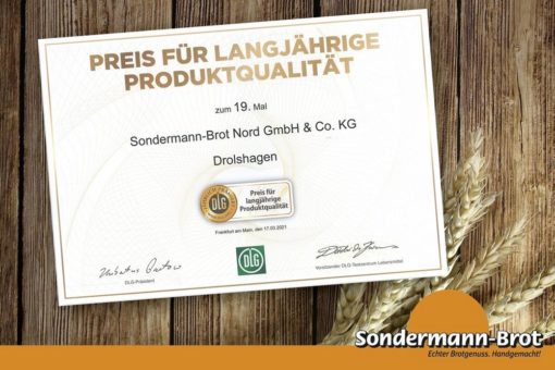 Sondermann-Brot erhält zum 19. Mal in Folge den DLG-Preis