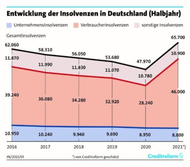 Insolvenzen in Deutschland, 1. Halbjahr 2021