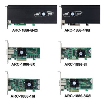 Neue Tri-Mode-RAID-Familie ARC-1886 von Areca – mit bis zu sechs SSDs huckepack auf der Platine