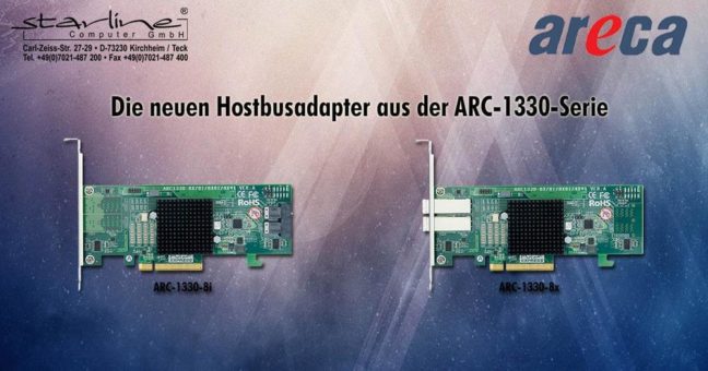 2300 Megabyte pro Sekunde schnell und acht Joule pro Sekunde sparsam: Der neue 12 Gbit/s SAS-HBA ARC-1330 von Areca