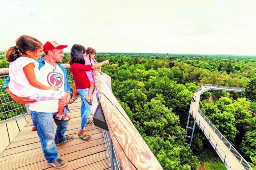 Tiefes Luftholen am Baumkronenpfad in Beelitz