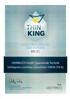 Ein Fliegengewicht mit Grips – das intelligente Leichtbauspannfutter Torok CFK IQ – gewinnt »Thinking Leichtbau Award«.