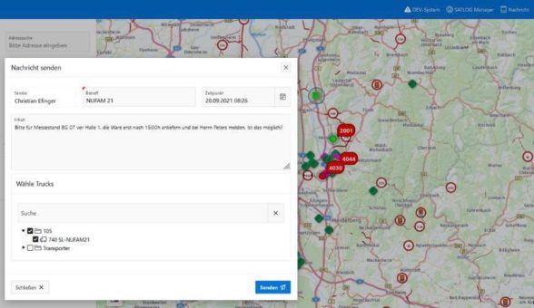 SATLOG zeigt auf der NUFAM 2021 seine neue SATLOG- Truck-Messaging Lösung