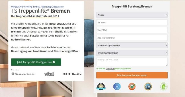 TS Treppenlifte® Bremen: Meine Treppe ist zu schmal: „Ist ein Treppenlift machbar“?