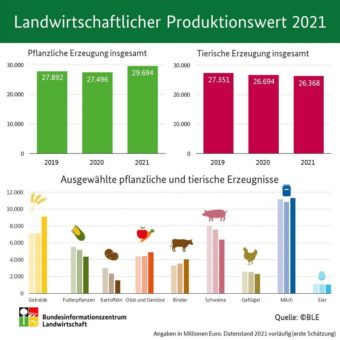 BZL: Produktionswert der deutschen Landwirtschaft steigt auf 59,6 Milliarden Euro