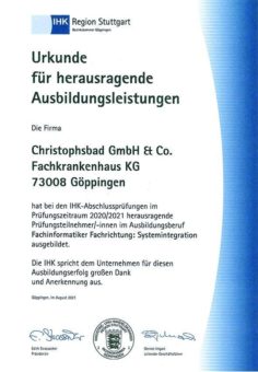 Christophsbad erhält Auszeichnungen für herausragende Ausbildungsleistungen