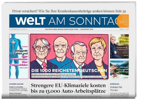 WELT AM SONNTAG veröffentlicht die 1000 reichsten Deutschen 2020