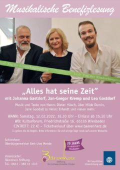 Musikalische Benefizlesung mit Schauspielerin Johanna Gastdorf für die Bärenherz Stiftung