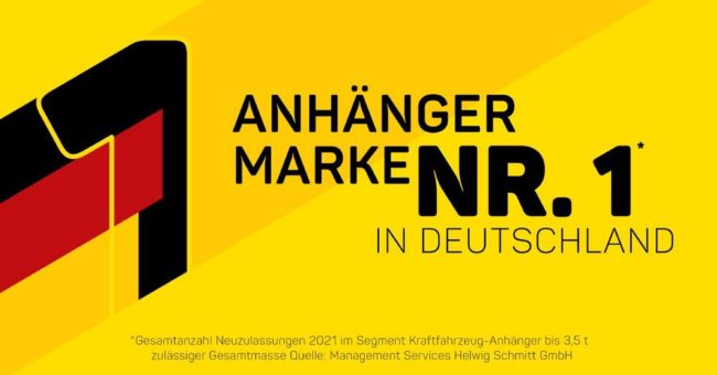 Zum vierten Male in Folge – Anhängermarke Nr. 1* in Deutschland