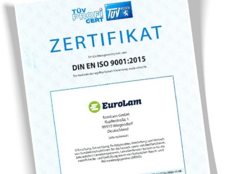 EuroLam erfolgreich Re-Zertifiziert nach ISO 9001