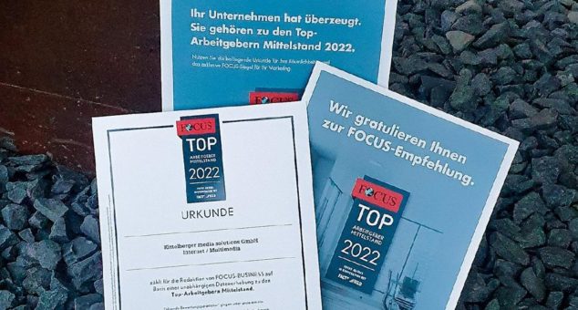 Kittelberger erhält erneut Top-Ranking als Arbeitgeber im Mittelstand 2022