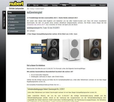 Jubelgewinnspiele bei www.nubert.de