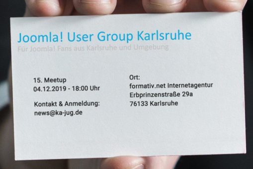 Meetup der Joomla User Group Karlsruhe am 4. Dezember 2019