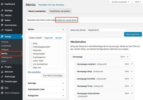 WordPress Tipps: Navigation und Menüs anlegen