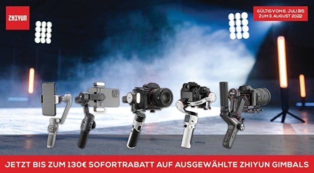 Zhiyun Sommeraktion. Erhalten Sie bis zu 130 € Sofortrabatt!