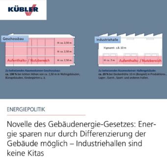 Novelle des Gebäudeenergie-Gesetzes: Energie sparen nur durch Differenzierung der Gebäude möglich – Industriehallen sind keine Kitas