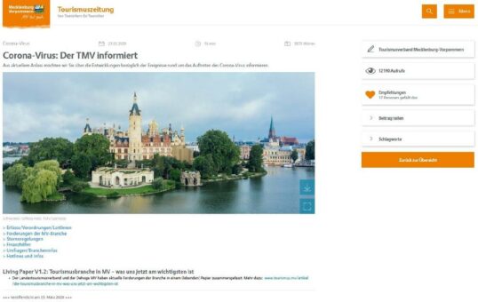 Landestourismusverband präsentiert neue Plattform für Touristiker in Mecklenburg-Vorpommern