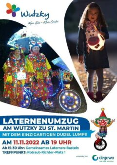 Traditioneller Laternenumzug am 11. November 2022 – St. Martin am Wutzky mit Dudel-Lumpi und selbstgebastelten Laternen