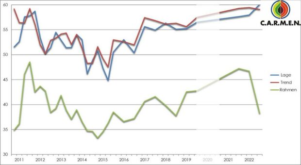 Konjunkturumfrage Nachwachsende Rohstoffe im Herbst 2022 zeigt: Branche top, Rahmenbedingungen flop