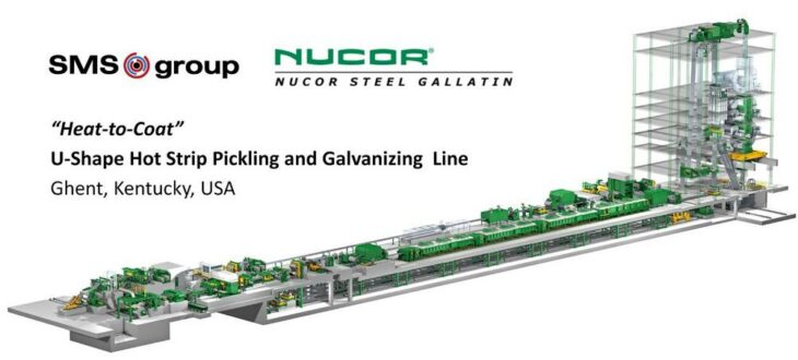 Nucor Steel Gallatin produziert erstes Coil auf der neuen Beiz- und Verzinkungslinie mit der einzigartigen „Heat-to-Coat“-Technologie der SMS group