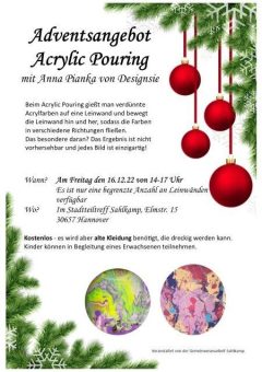 Adventsangebot zu Acrylic Pouring mit Designsie am 16.12.2022  erstmalig im Hannover-Stadtteil Sahlkamp