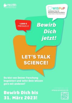 Ausschreibung „WISPoP – Potsdamer Preis für Wissenschaftskommunikation“ gestartet