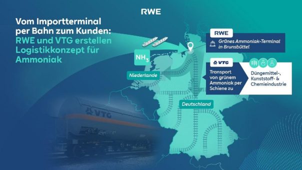 RWE und VTG erarbeiten Logistikkonzept für Ammoniak: per Bahn vom Importterminal zum Kunden