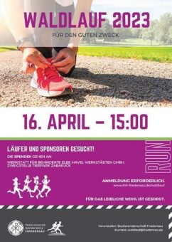 Save the Date: Waldlauf für den guten Zweck am 16. April 2023 in Friedensau